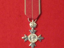 MINIATURE MBE MEMBER OF THE BRITISH EMPIRE MEDAL WITH MILITARY RIBBON
