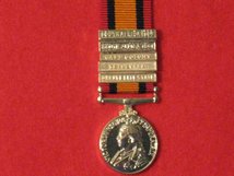 MINIATURE QUEENS SOUTH AFRICA MEDAL WITH 5 CLASPS
