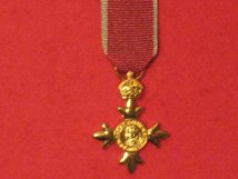 MINIATURE OBE ORDER OF THE BRITISH EMPIRE MEDAL WITH CIVILIAN CIVIL RIBBON