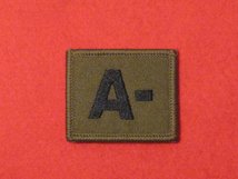 BLOOD GROUP PATCH BADGE A - WITH VELCRO BACKING OLIVE GREEN BADGE