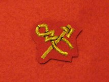 MESS DRESS HAMMER AND TONGS BADGE GOLD ON SCARLET RED BADGE