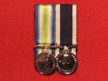 MINIATURE COURT MOUNTED FALKLANDS SOUTH ATLANTIC MEDAL AND ROYAL NAVY LSGC MEDAL
