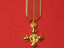 MINIATURE OBE ORDER OF THE BRITISH EMPIRE MEDAL WITH MILITARY RIBBON