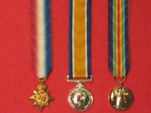 MINIATURE WORLD WAR 1 1914 STAR SET OF 3 MEDALS