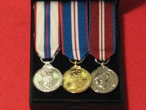 MINIATURE JUBILEE MEDAL SET OF 3 MEDALS - SILVER JUBILEE 1977 MEDAL - GOLDEN JUBILEE 2002 MEDAL - DIAMOND JUBILEE 2012 MEDAL