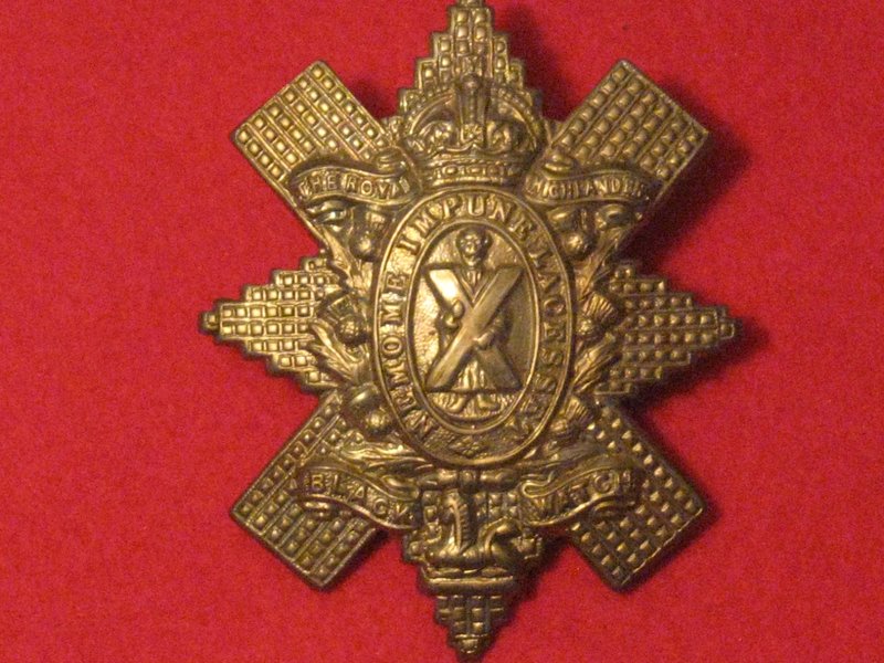 BLACK WATCH METAL CAP BADGE QC - Hill Military Medals