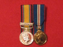 MINIATURE COURT MOUNTED GULF WAR 1990 1991 WITH CLASP AND QUEENS GOLDEN JUBILEE MEDALS