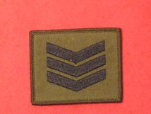 SGT SERGEANT 3 BAR BADGE OLIVE GREEN SEW ON BADGE