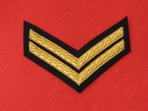 MESS DRESS 2 BAR CORPORAL CHEVRON GOLD ON BLACK BADGE