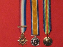 MINIATURE WORLD WAR 1 MEDAL SET OF 3 MEDALS - 1914 STAR WITH MONS CLASP MEDAL BRITISH WAR MEDAL 1914 1918 MEDAL VICTORY MEDAL