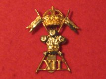 12TH ROYAL LANCERS CAP BADGE KINGS CROWN KC