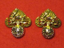 ROYAL REGIMENT OF FUSILIERS MILITARY COLLAR BADGES CLUTCH PIN TYPE