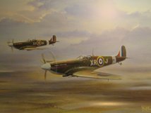 AIRCRAFT PRINT PAIR OF SPITFIRES 