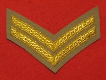 MESS DRESS 2 BAR CORPORAL CHEVRON GOLD ON GREBE GREY BADGE