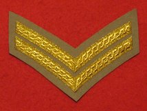 MESS DRESS 2 BAR CORPORAL CHEVRON GOLD ON GREBE GREY BADGE