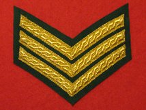 MESS DRESS 3 BAR SERGEANT CHEVRON GOLD ON GREEN BADGE