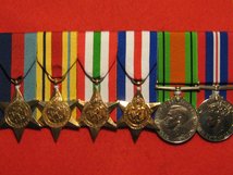 FULL SIZE COURT MOUNTED ORIGINAL WORLD WAR 2 SET OF 6 MEDALS 1939 45 STAR AFRICA STAR ITALY STAR FRANCE AND GERMANY STAR DEFENCE MEDAL END OF WAR MEDAL