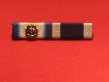 FALKLANDS SOUTH ATLANTIC MEDAL WITH ROSETTE AND ROYAL NAVY LSGC MEDAL RIBBON BAR PIN ON