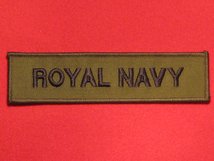 ROYAL NAVY STRAIGHT BADGE BLACK ON OLIVE GREEN